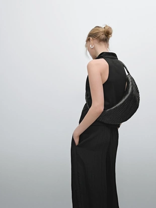 Топ с воротником-ставкой и драпировкой- Заказать в России