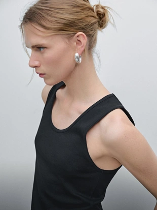 BLACK|6853/803 - Massimo Dutti Футболка с широкими лямками из 100% хлопка