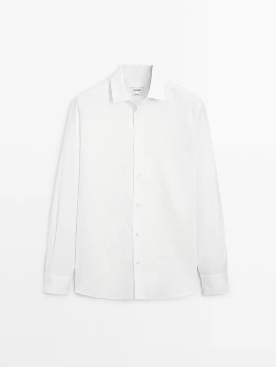 Рубашка slim fit из хлопка с текстурой
