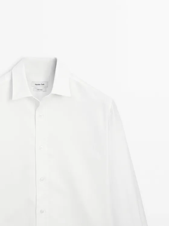 Рубашка slim fit из хлопка с текстурой