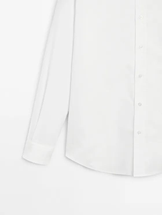 Рубашка slim fit из хлопка с текстурой
