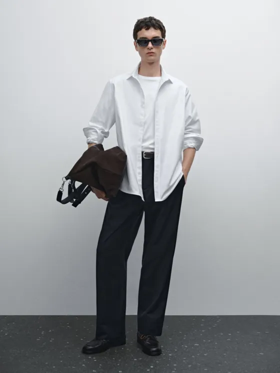 Рубашка slim fit из хлопка с текстурой