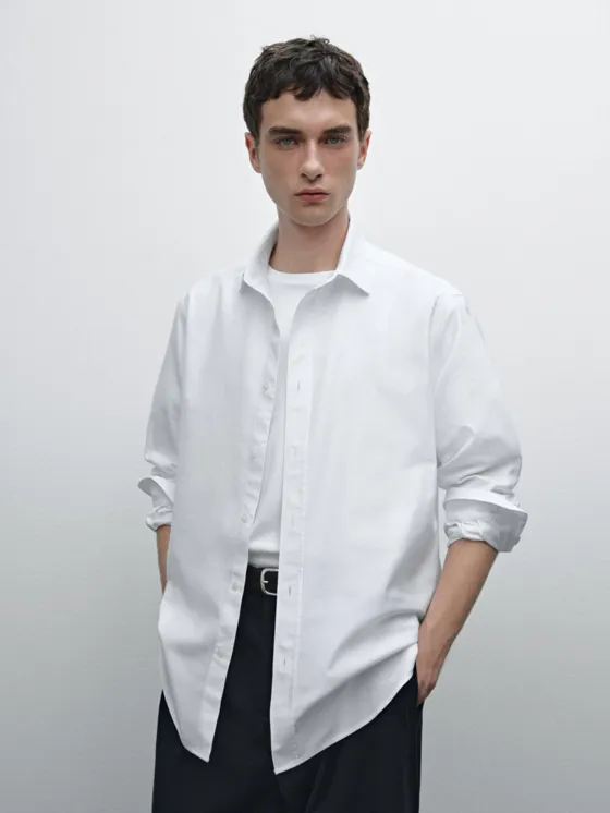 Рубашка slim fit из хлопка с текстурой