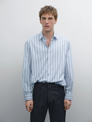 Рубашка в полоску обычного кроя из 100% хлопка- Заказать в России