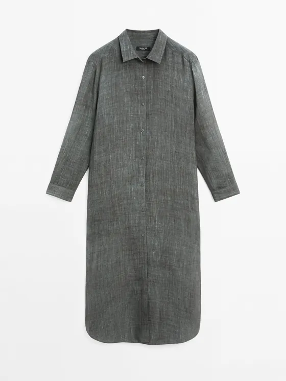 Полупрозрачная блузка оверсайз из смеси рами