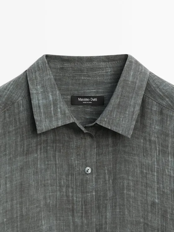 Полупрозрачная блузка оверсайз из смеси рами