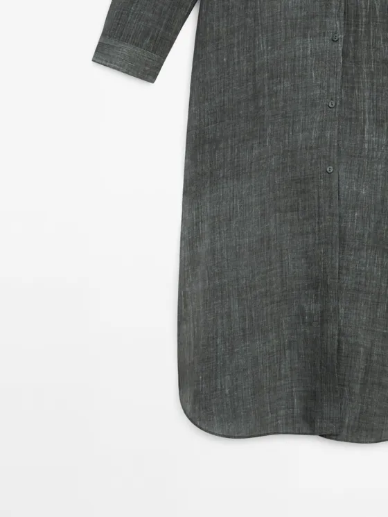 Полупрозрачная блузка оверсайз из смеси рами