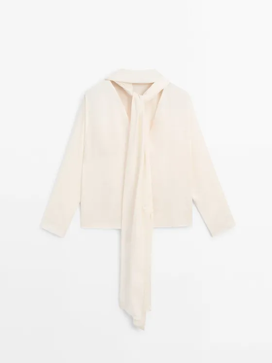 Струящаяся рубашка с вырезом сзади - Студия