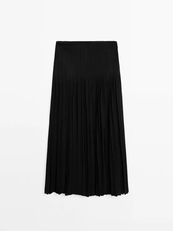 Прозрачная плиссированная юбка миди