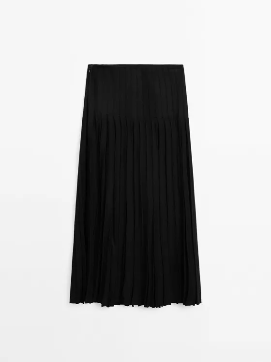 Прозрачная плиссированная юбка миди
