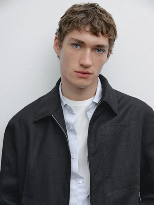 Куртка на молнии из 100% льна- Заказать в России