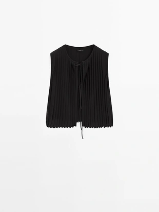 Плиссированная деталь жилета со шнуровкой- Заказать в России