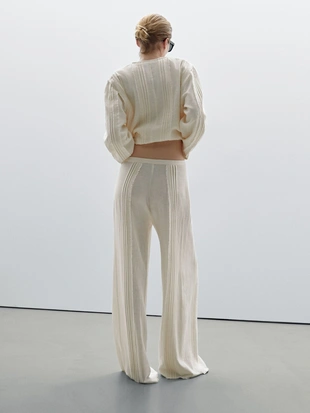 Брюки из хлопчатобумажной смеси с вышитыми деталями- Заказать в России