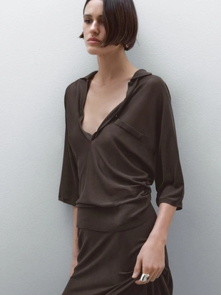 Легкая рубашка поло в стиле кейп- Заказать в России