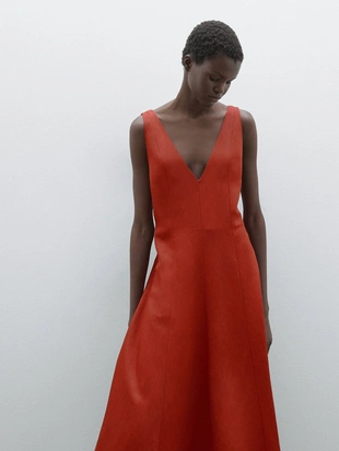 Длинное струящееся платье с воланами- Заказать в России