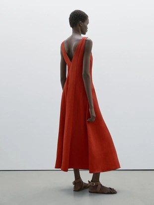 Длинное струящееся платье с воланами- Заказать в России