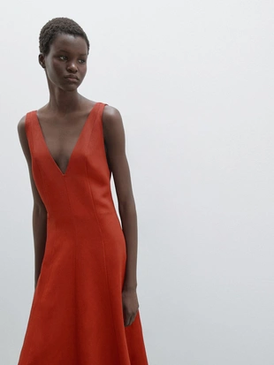 Длинное струящееся платье с воланами- Заказать в России