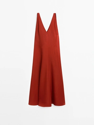 Длинное струящееся платье с воланами- Заказать в России