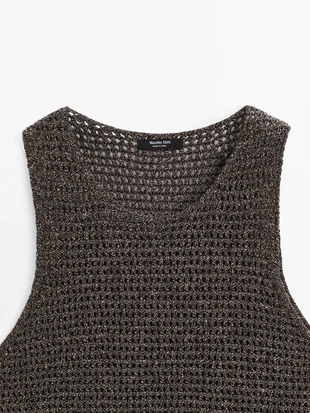 Ажурный трикотажный топ из хлопчатобумажной смеси- Заказать в России