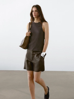 Короткие шорты-бермуды из 100% льна- Заказать в России