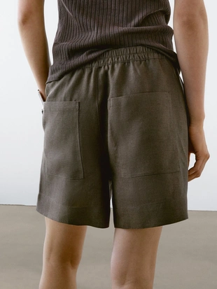 Короткие шорты-бермуды из 100% льна- Заказать в России