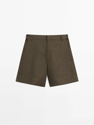 Короткие шорты-бермуды из 100% льна- Заказать в России