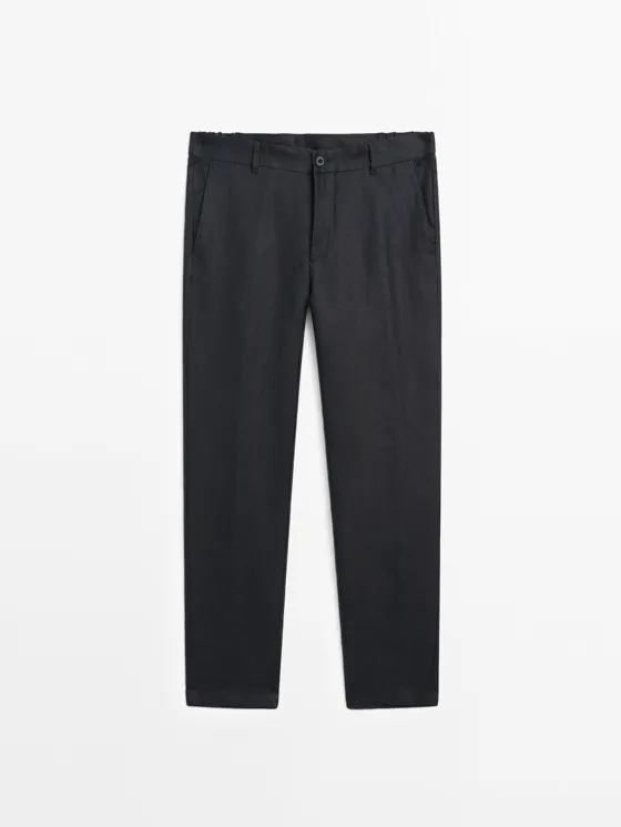 Брюки зауженного кроя из 100% льна