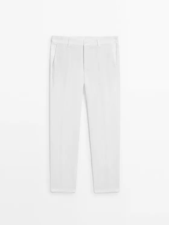 брюки зауженного кроя из 100% льна