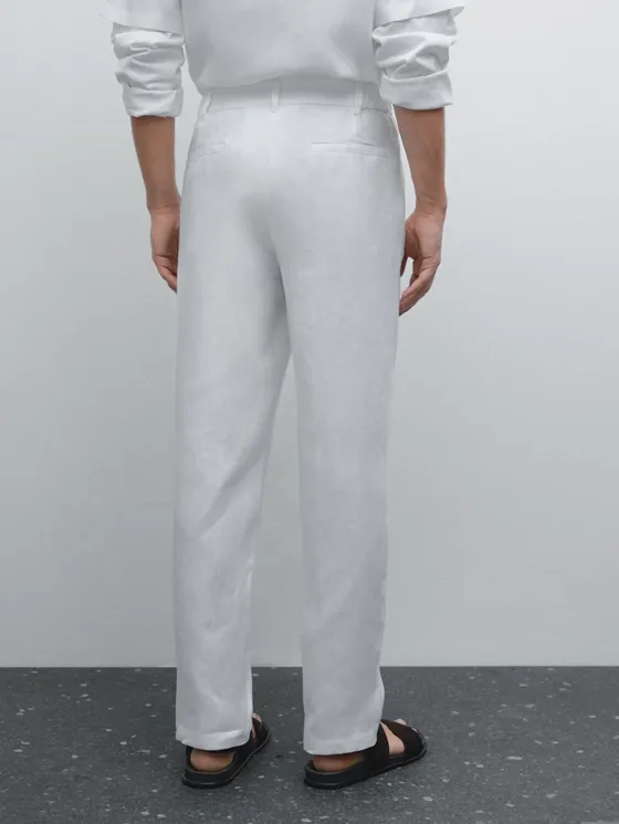 брюки зауженного кроя из 100% льна