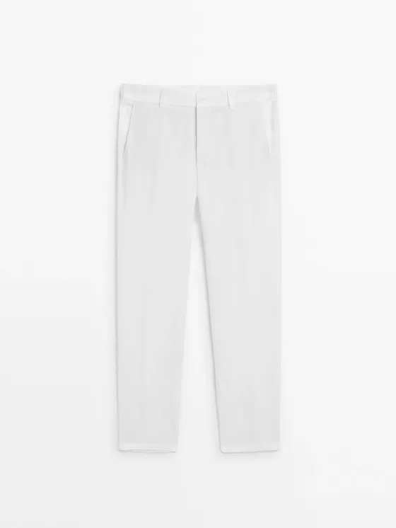 брюки зауженного кроя из 100% льна