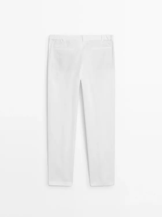 брюки зауженного кроя из 100% льна