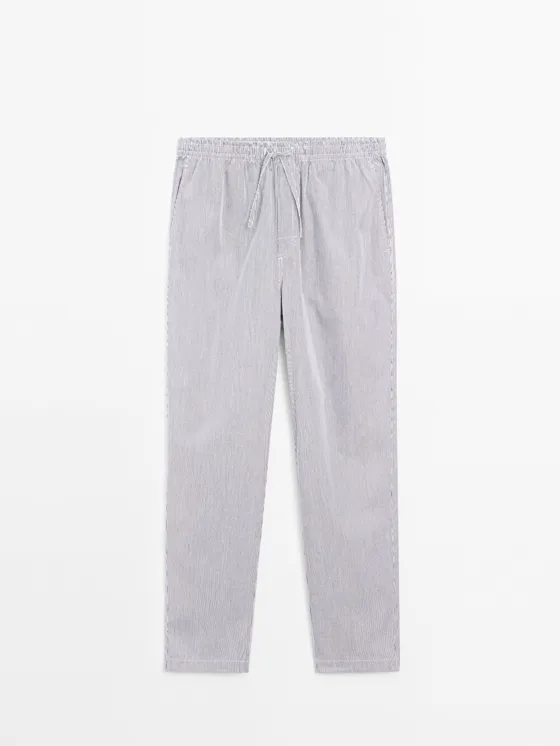 Пижама в полоску из 100% хлопка с футболкой с коротким рукавом