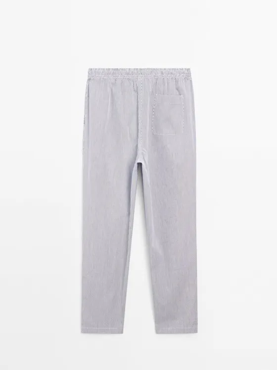 Пижама в полоску из 100% хлопка с футболкой с коротким рукавом