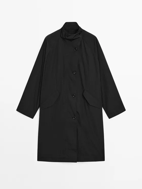 Тренчкот из струящейся водоотталкивающей ткани