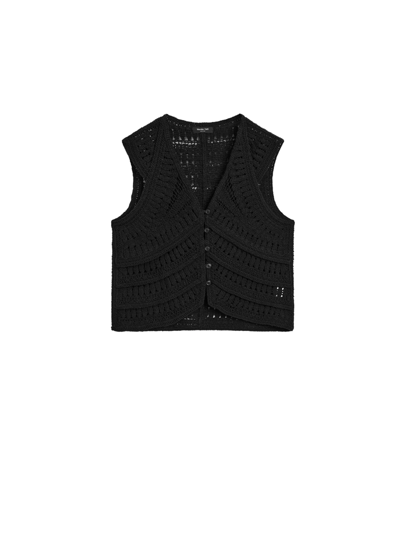 Фантазийный вязаный жилет крючком