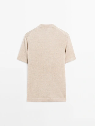 Вязаный джемпер с вырезом поло из 100% льна- Заказать в России