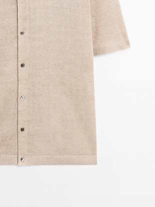 Вязаный джемпер с вырезом поло из 100% льна- Заказать в России