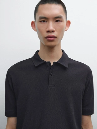 NAVY BLUE|0728/243 - Massimo Dutti Рубашка поло из трикотажной ткани из 100% хлопка