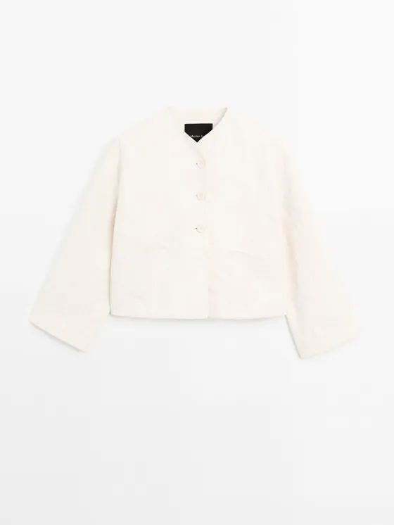 короткий жакет в цветочек из 100% хлопка