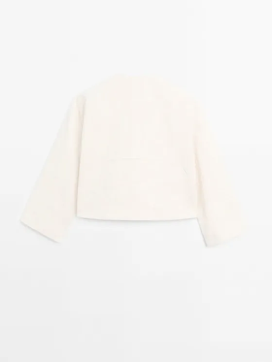 короткий жакет в цветочек из 100% хлопка