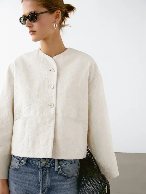 короткий жакет в цветочек из 100% хлопка