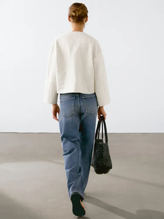 короткий жакет в цветочек из 100% хлопка