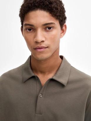 GREY|0757/440 - Massimo Dutti Рубашка поло с воротником на пуговицах из 100% хлопка