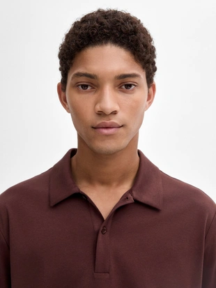 BURGUNDY|0757/440 - Massimo Dutti Рубашка поло с воротником на пуговицах из 100% хлопка