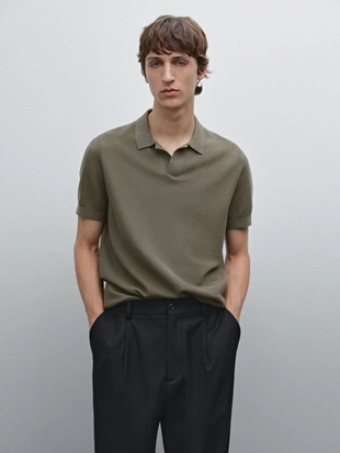 Вязаный хлопчатобумажный свитер поло- Заказать в России