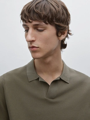 Вязаный хлопчатобумажный свитер поло- Заказать в России