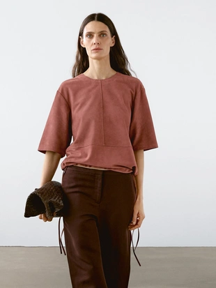 Купить Massimo Dutti Топ из замшевой кожи с ремешками