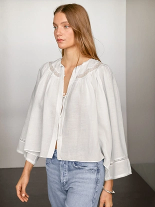 Купить Massimo Dutti Струящаяся блузка с кружевными деталями