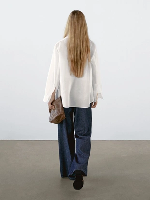 Легкая рубашка в рубчик из хлопка- Заказать в России