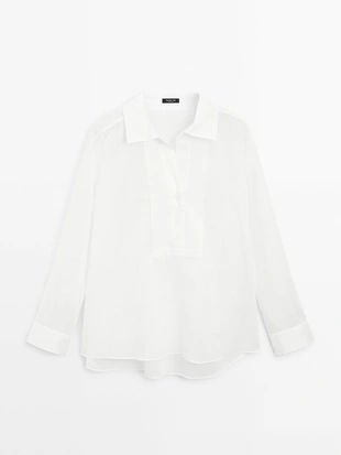 Легкая рубашка в рубчик из хлопка- Заказать в России